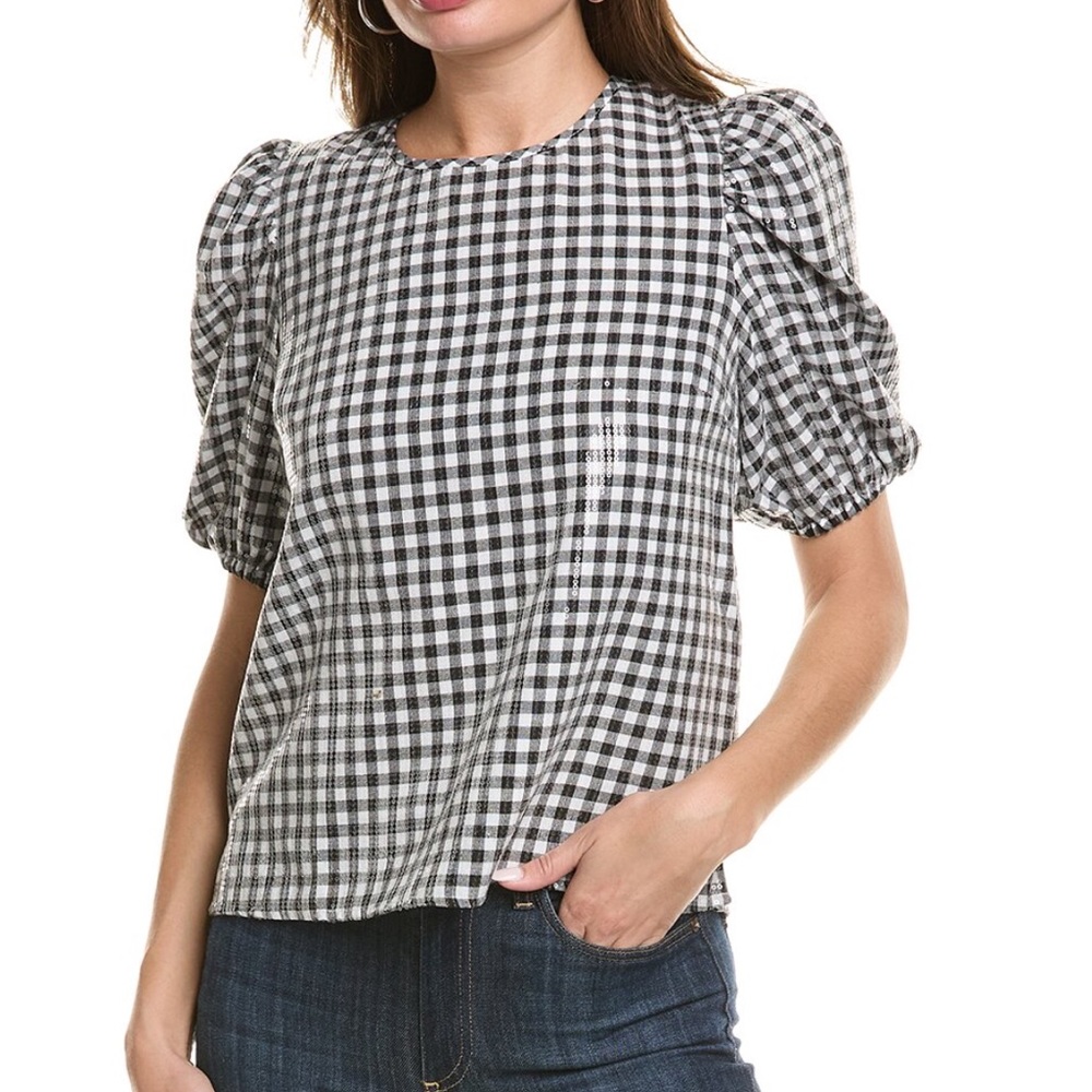 English Factory Gingham Sequin Top